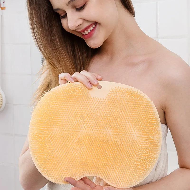 Shower Foot Back Scrubber Silicone Bath Massage Pad Bath Massage Cushion Brush with Suction Cups Wash Foot Mat Exfoliating Brush