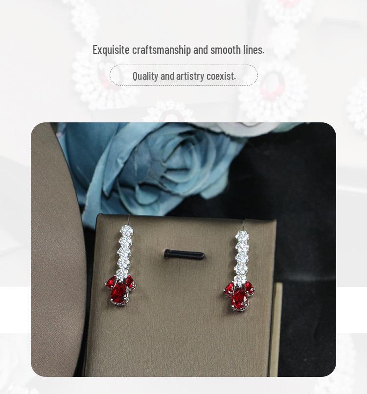 Korean Bridal Jewelry Set: Zircon Necklace, Earrings & Ring - Elegant Wedding Accessories