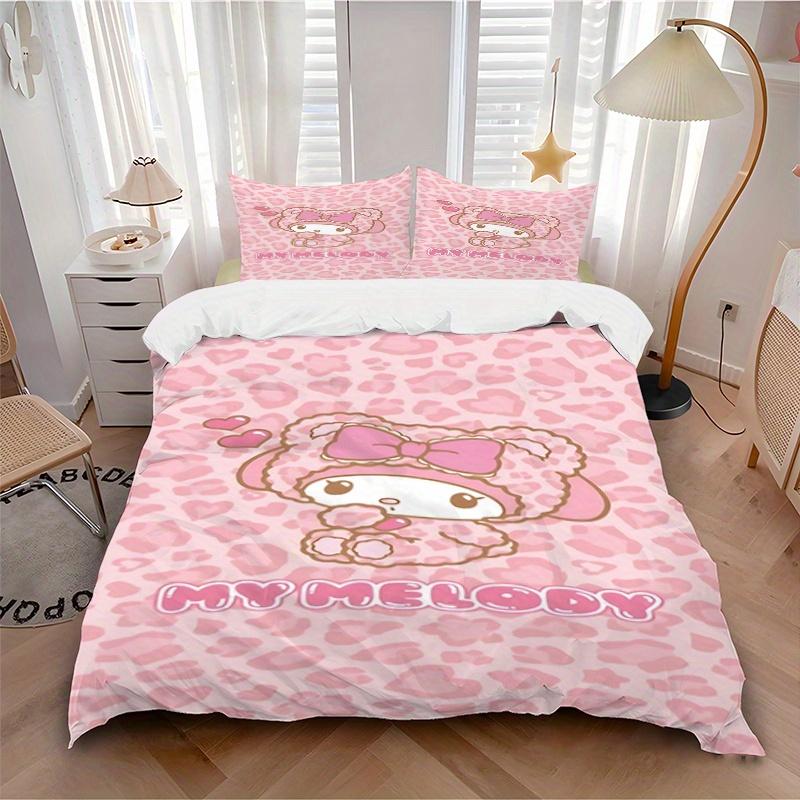 

3pcs My Melody, Kawaii Breathable Polyester Bedding Set Soft Duvet Cover and 2 Pillowcases,Suitable for All Seasons, 082652b 135x200cm