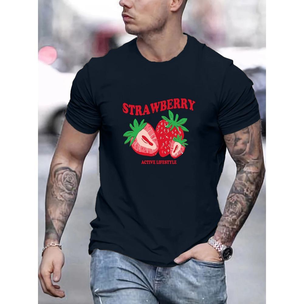 Print Mens T-Shirt Summer Breathable Casual T Shirts Trendy Crewneck New Tee Top Loose All-Match Man Streetwear