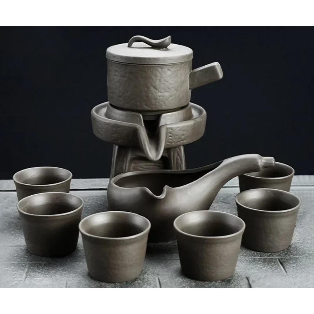 8-teiliges Set Halbautomatische Teesets Chinesisches Keramik-Teeset aus lila Ton Teetasse Das Kung-Fu-Teekannenset