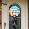 Tropical Coconut Grove Decor Hello Summer Door Sign Spring Beach Flowers Welcome Wooden Rustic Wood Hanging Plaque Front for Wall Outdoor