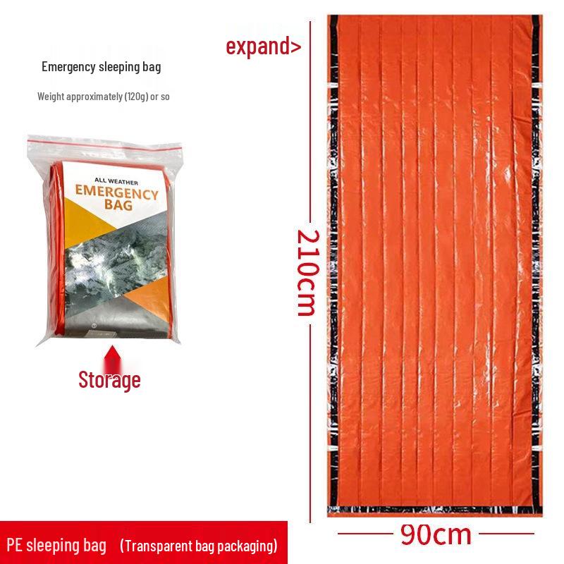 Portable Emergency Sleeping Bag: PE Aluminum, Insulating First Aid Blanket for Outdoor Survival and Camping
