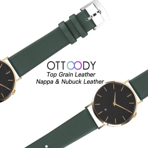 OTTOODY Genuine Leather Watch Band, 12mm, 14mm, 16mm, 18mm, 20mm, 22mm, Elegant & Ultra-Soft Calf Leather Watch Replacement Band for Watches and Smart