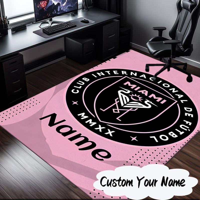 Custom Name International Miami Football Club Rug Game Carpet, Floor Mat for Bedroom Living Room Entryway Rug, Home Decor Gift for Christmas birthday