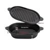 ZISIZ Cast Iron 2-in-1 Oval Baking & Stew Pot