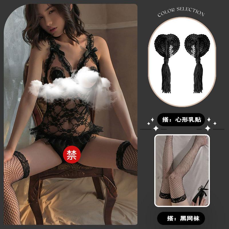 Sex underwear sexy lace temptation hollow one-piece women's uniform passion free open uniform suit