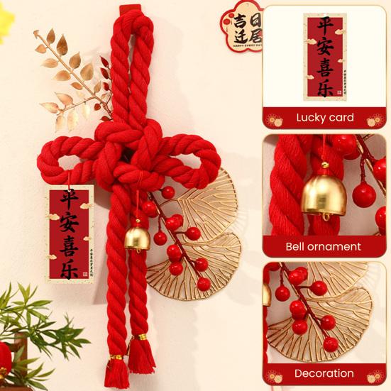 Chinese Wanzi Knot Decoration Red Knot Hanging Lucky Ornaments Door Handle Wall Pendant Feng Shui Good Luck Charm for Spring Festival Car Tree Decor