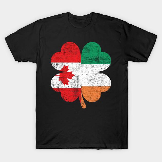 Men Black Print T-shirt Canadian Irish Shamrock Canada Ireland St. Patrick S Day No-Cut Transfer Paper Print Cotton Tshirt XL