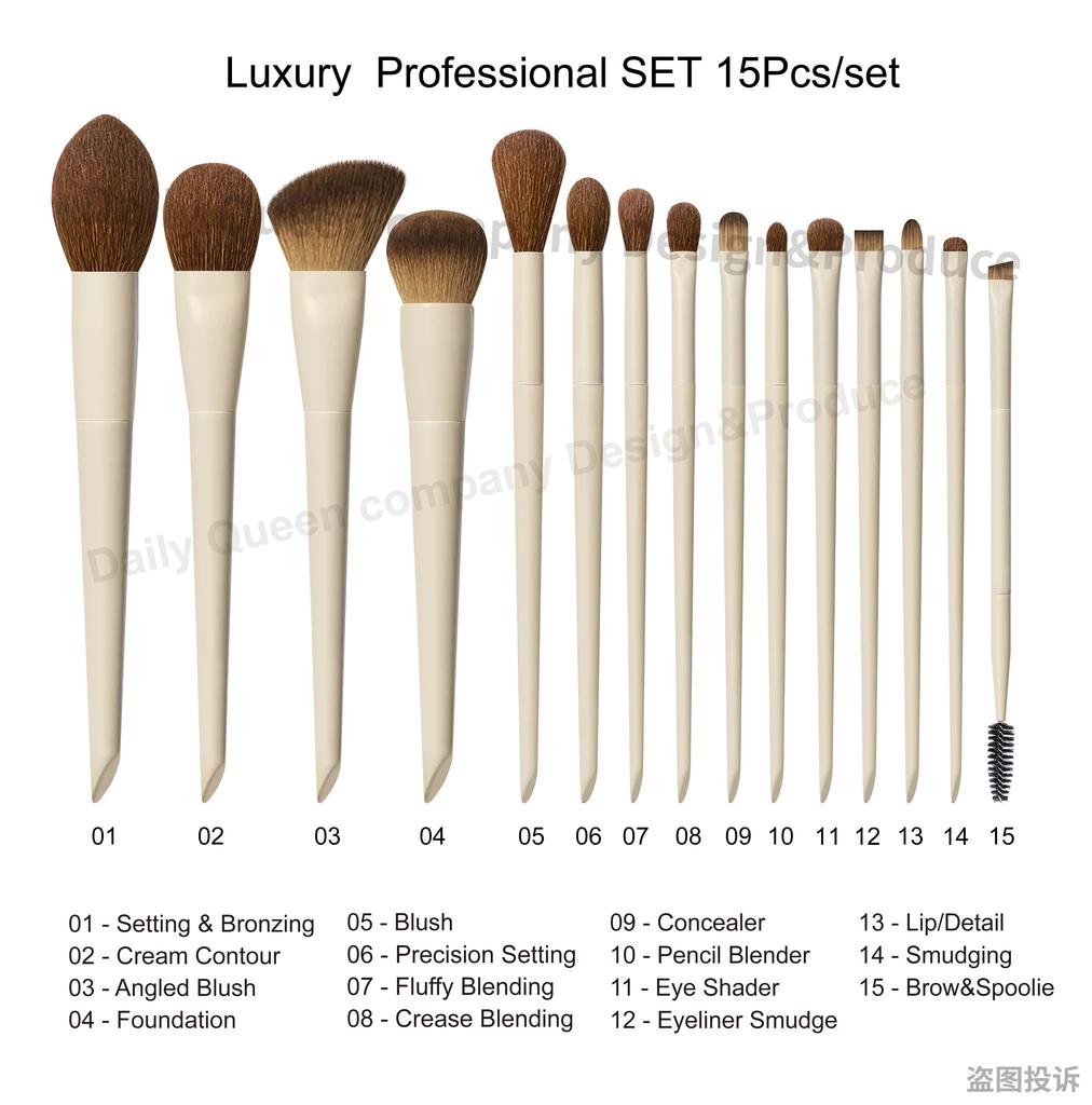 DailyQueen 30PCS High Quality GOAT Natural Hair PROFESSIONAL Pink White Black Makeup Brush Set Private Label Make Up Foundation