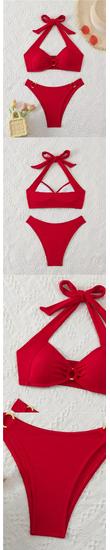 2025 Cross-border Women's Ribbed Halter Swimsuit: New European & American Style Bikini