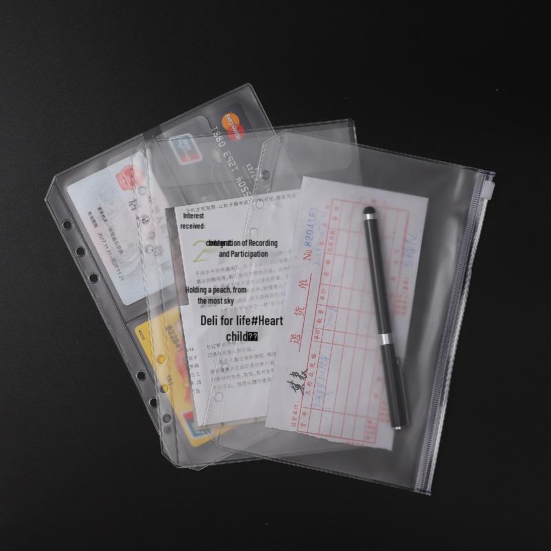 A5/A6 Multi-spec Transparent 6-Hole Zipper Loose-Leaf Notebook & Ticket Planner PVC Storage Bag