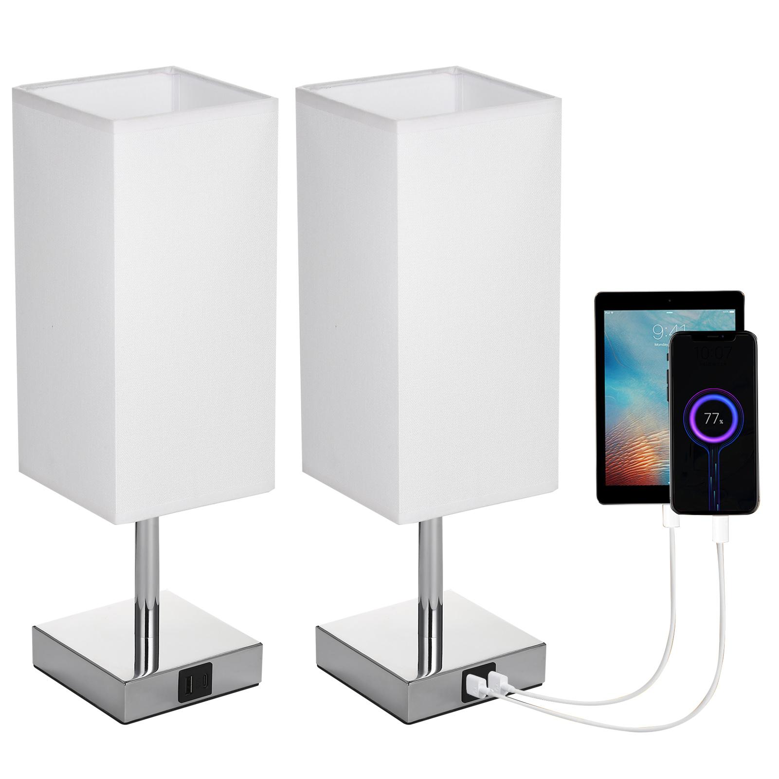 

2 упаковки тканевой прикроватной настольной лампы, прикроватной лампы с теплой белой светодиодной лампой, настольной лампы US Plug