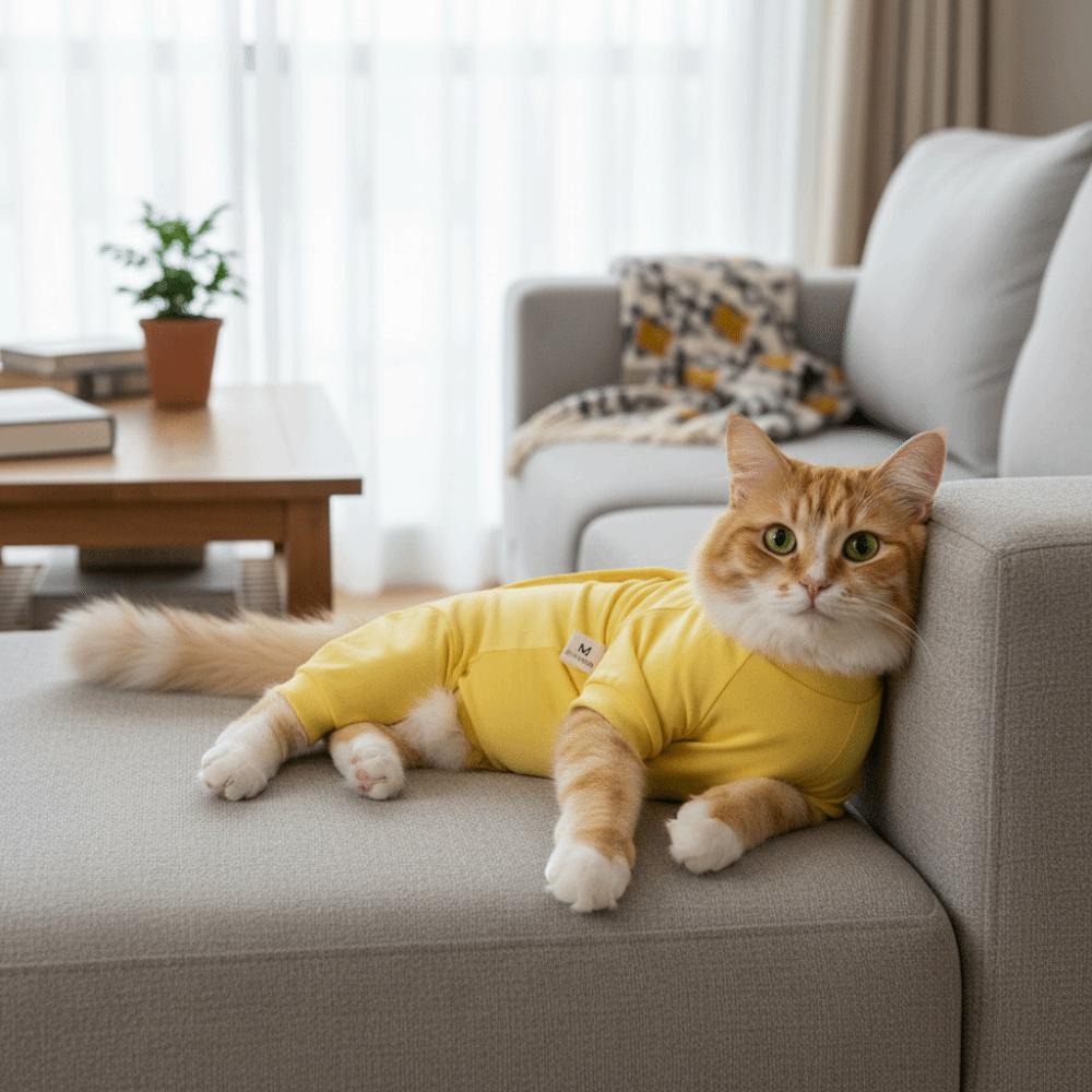 Adjustable Cat Recovery Suit Breathable Solid Color Pet Anti-Lick Suit Soft Comfortable Cat Sterilization Suit Wounds Recovery