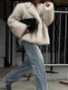 2024 European & American Women's Solid Color Faux Fur Loose Streetwear Coat