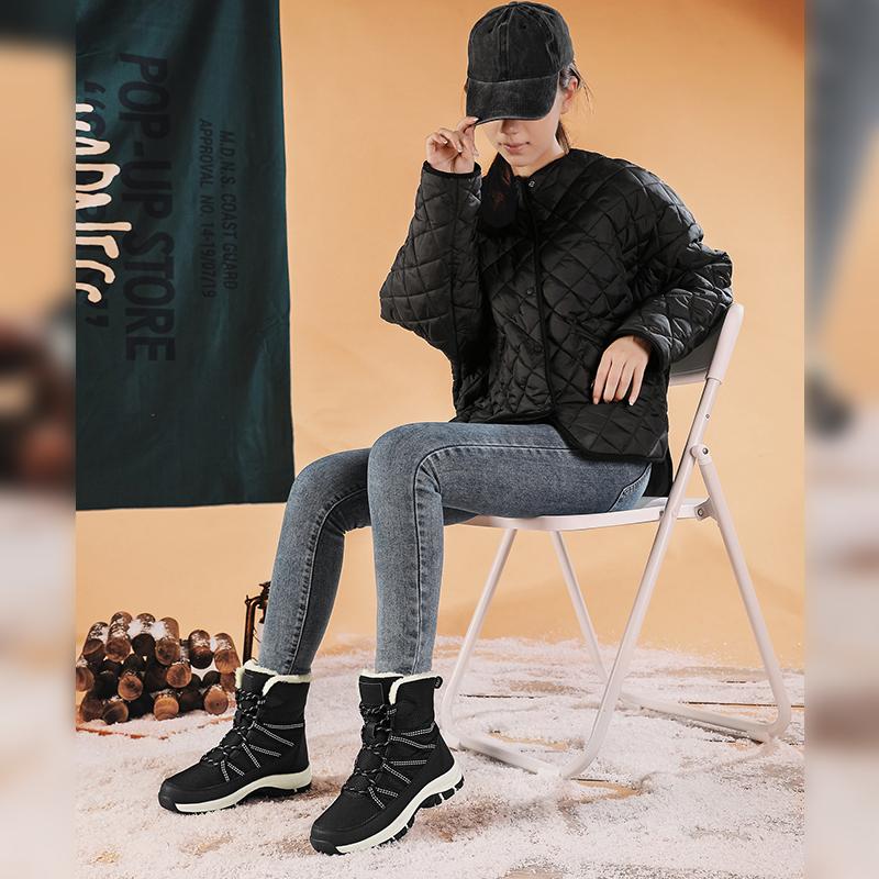 Large Size Women's Snow Boots Comfortable Warm Waterproof Non-Slip Cotton Shoes for Cold Weather
