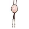 Vintage Oval Shape Stone Pendant Bolo Tie Western Braided Rope Adjustable Necktie Jewelry Shirt Collar Chain Necklace