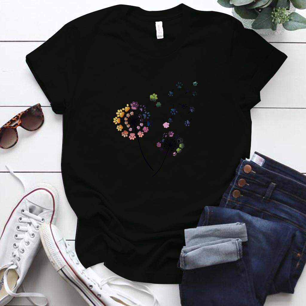 Color Dandelion Printed T Shirt Women Plus Size Summer Funny 90S T Shirt Female Short Sleeve