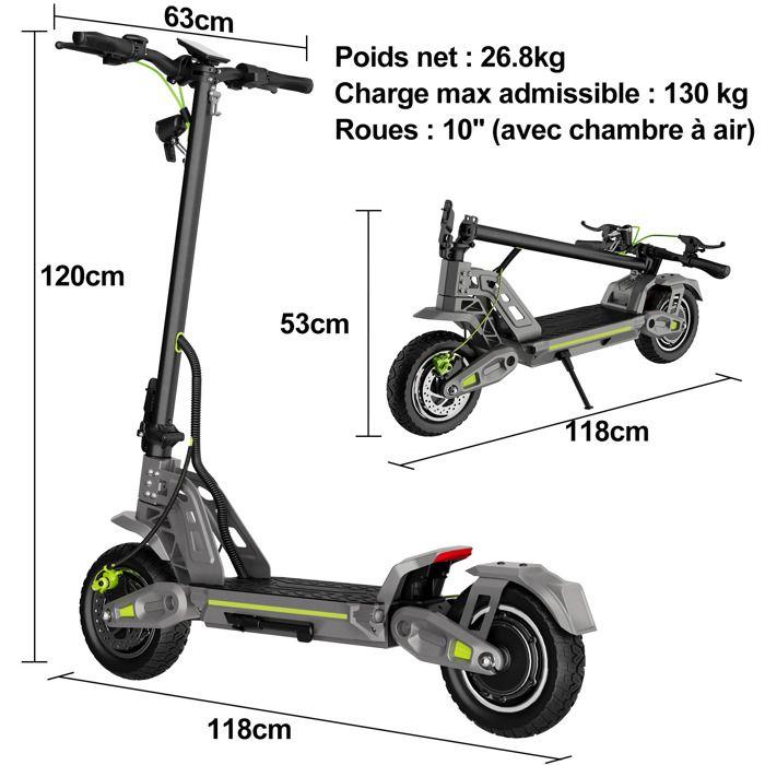 Monopattino elettrico E10, autonomia 60-75 km, PIC motore 800W x 2, velocità 45 km/h, pneumatici tutto-terreno 10 pollici-TODIMART
