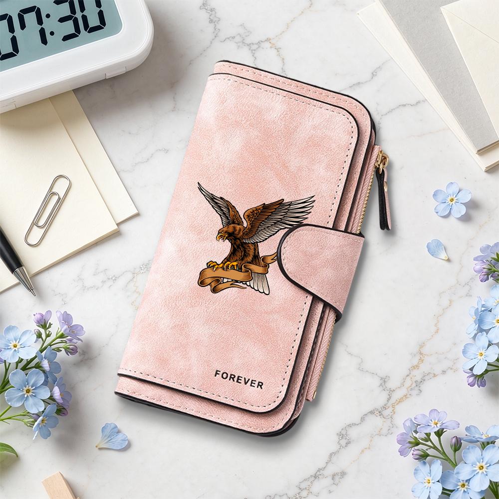 Eagle Printed Long Wallet for Men Women Large Capacity Multi Card Slots Purse Forever Stylish Soft PU Leather Wallet