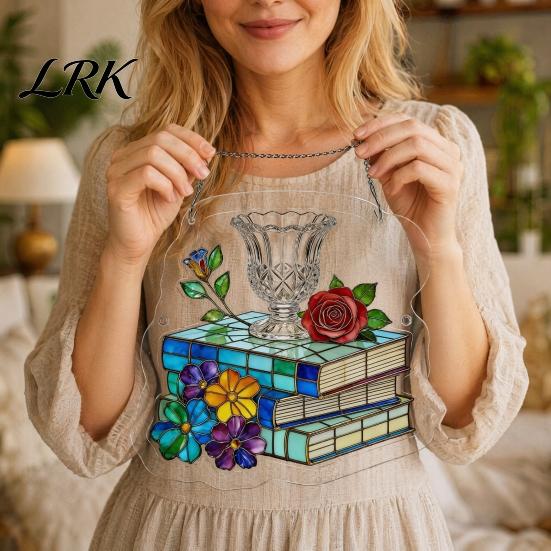 Healing Light Shadow Decor Suncatcher Puzzle Pendant, Durable Acrylic Window Hanging, with 3D Wavy Book Style Hanging Pattern, Stained Glass