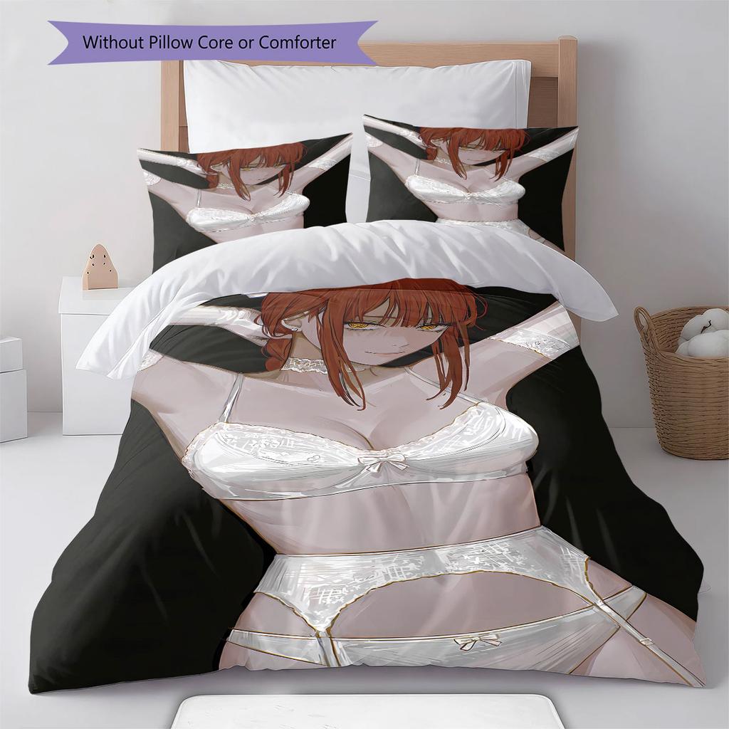 Makima Pattern Bedding,Quilt Set Quilt Cover Pillowcase Home Birthday Gift(1 * duvet cover + 2 * pillowcase, without core)