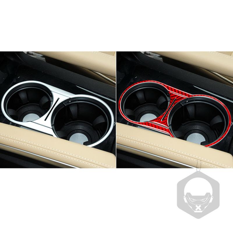 For Benz M-class W164 2005-2011 Carbon Fiber Car Accessories Cup Holder Divider Frame Trim Strips Interiors Decorative Sticker
