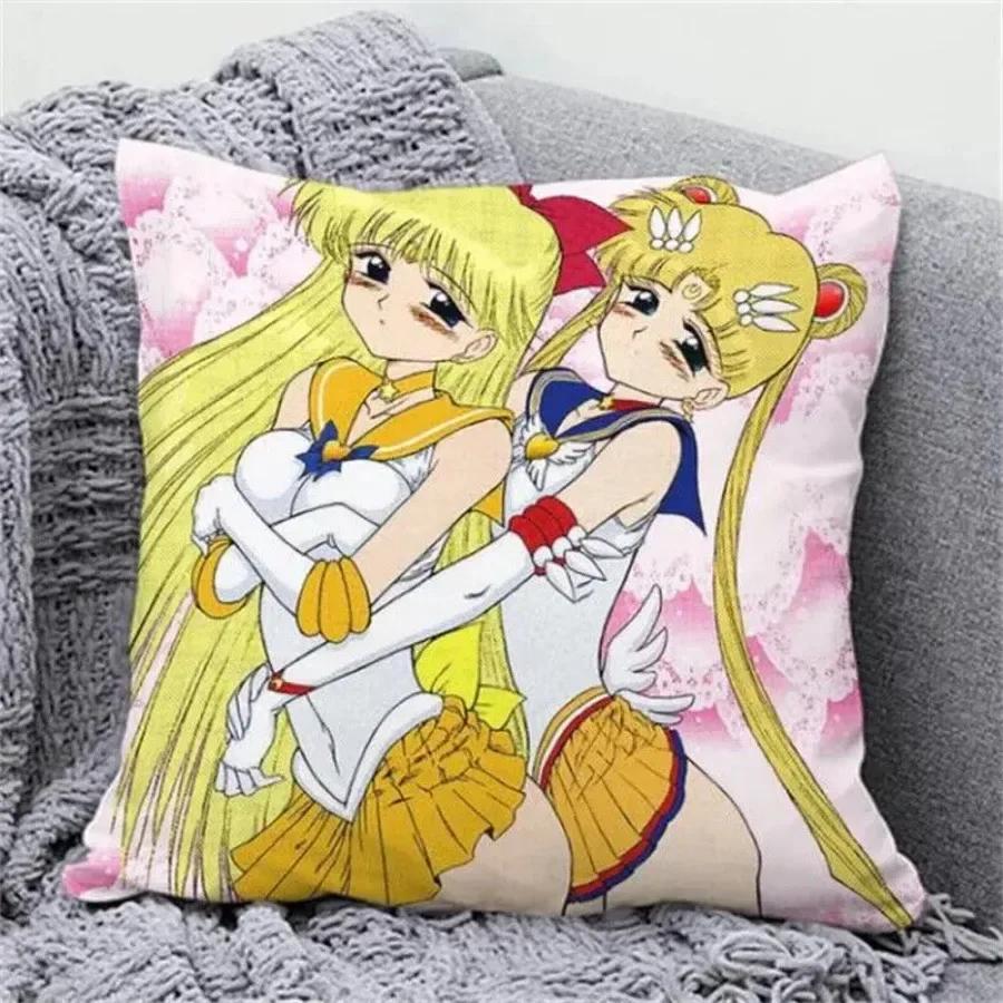 Anime Cartoon Sailor Moon Print Cushion Cover Sofa Home Decor Pillowcase