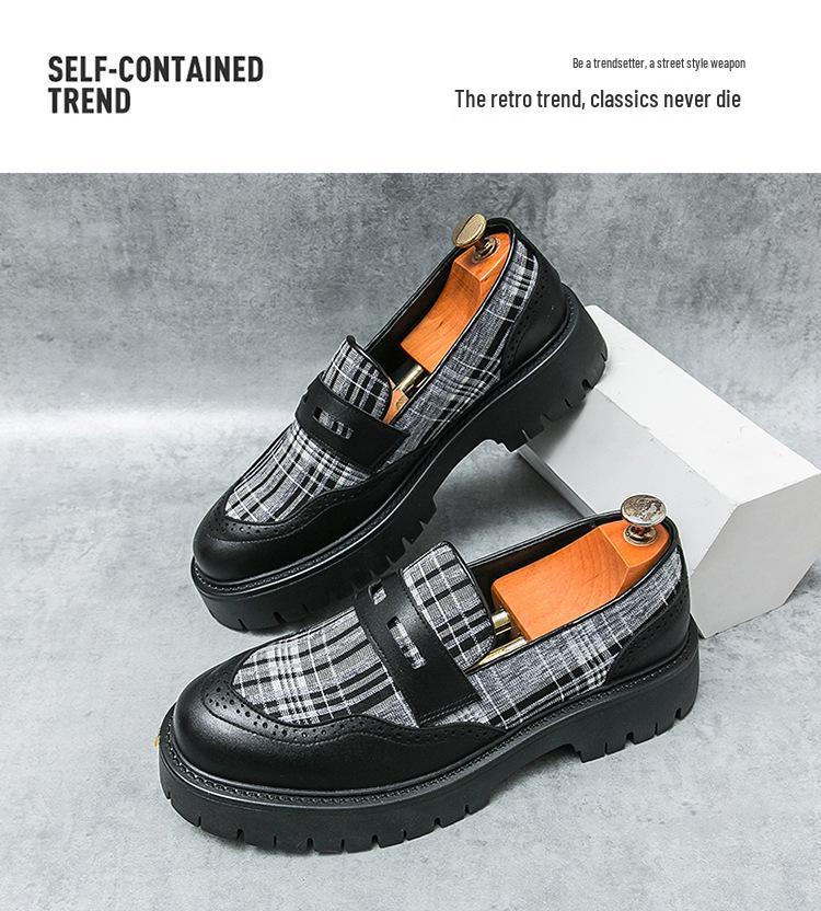 Herren-Farbblock-Slipper mit dicken Sohlen - Lässige Lederschuhe für Frühling und Herbst