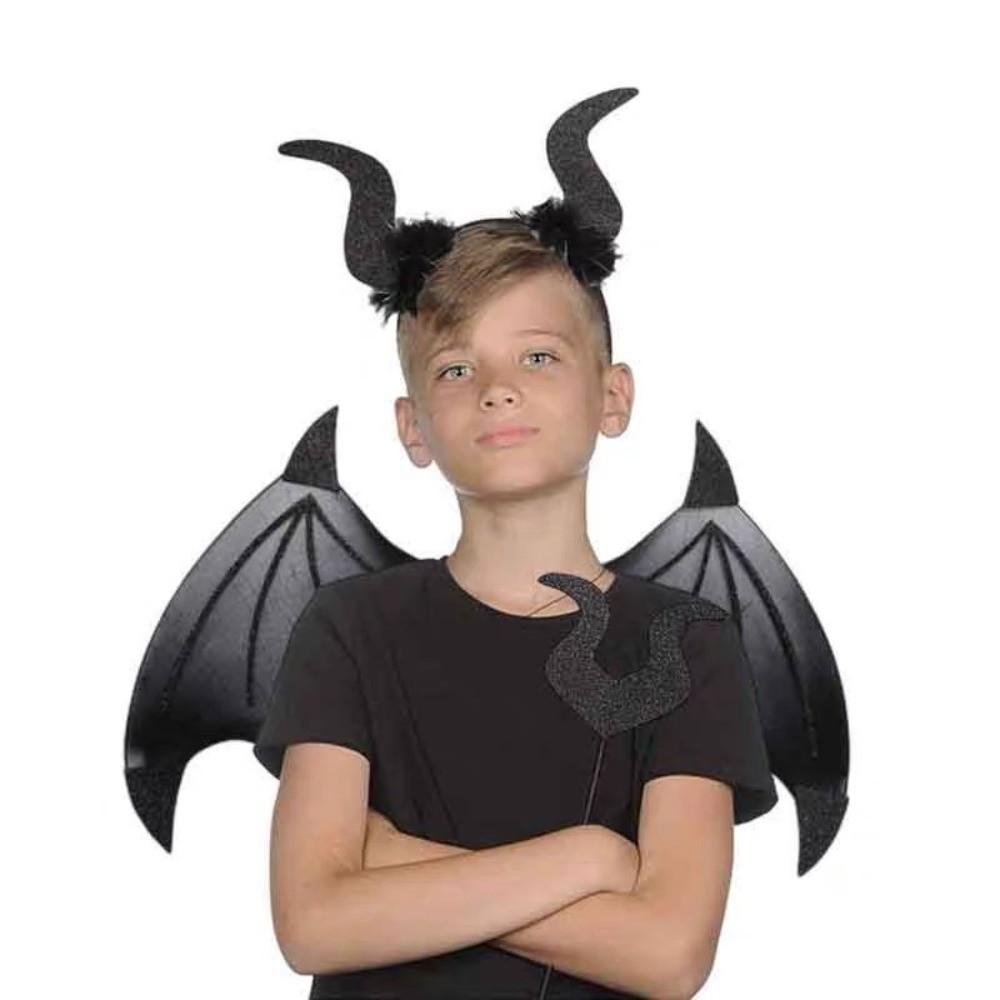 3Pcs/Set Funny Halloween Costume Accessories Bat Wings with Tail Demon Wings Set  Adult/kids