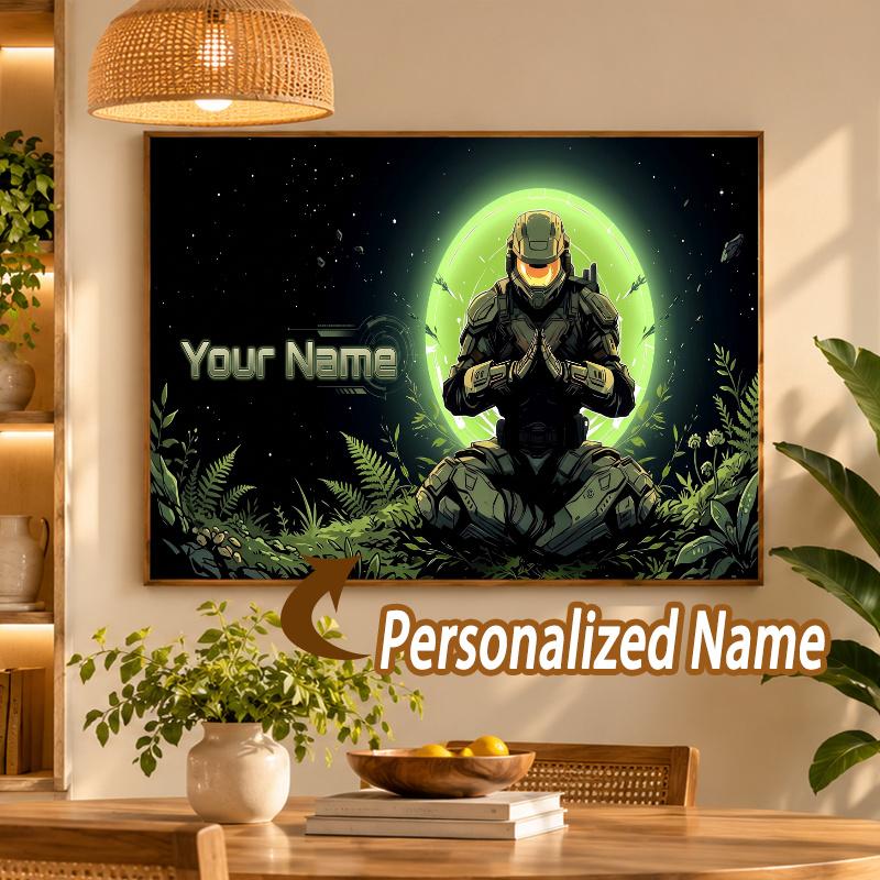 Custom Name Halo Master Chief 5D Diamond Painting Personalized Full Drill Diamond Art Kit Gift