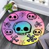 Colorful Skulls Round Area Rug,Carpet Rug for Living Room Bedroom Sofa Playroom Decor,Non-slip Floor Mat