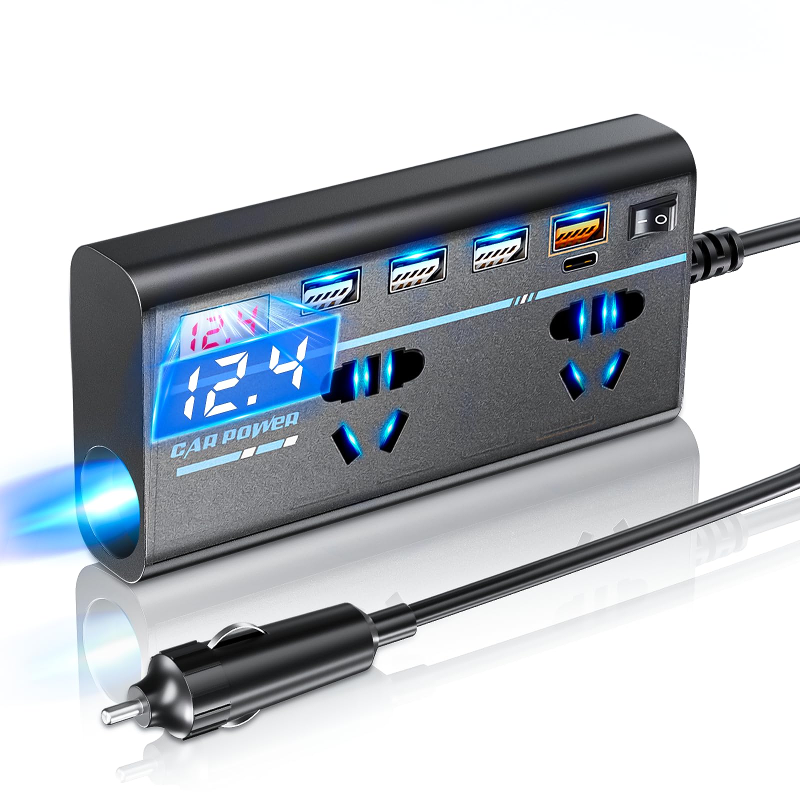 

Vexify Inverter, 200W, Car Outlet, Car Inverter, Converts DC to AC 110V, Total VEX3 чорний