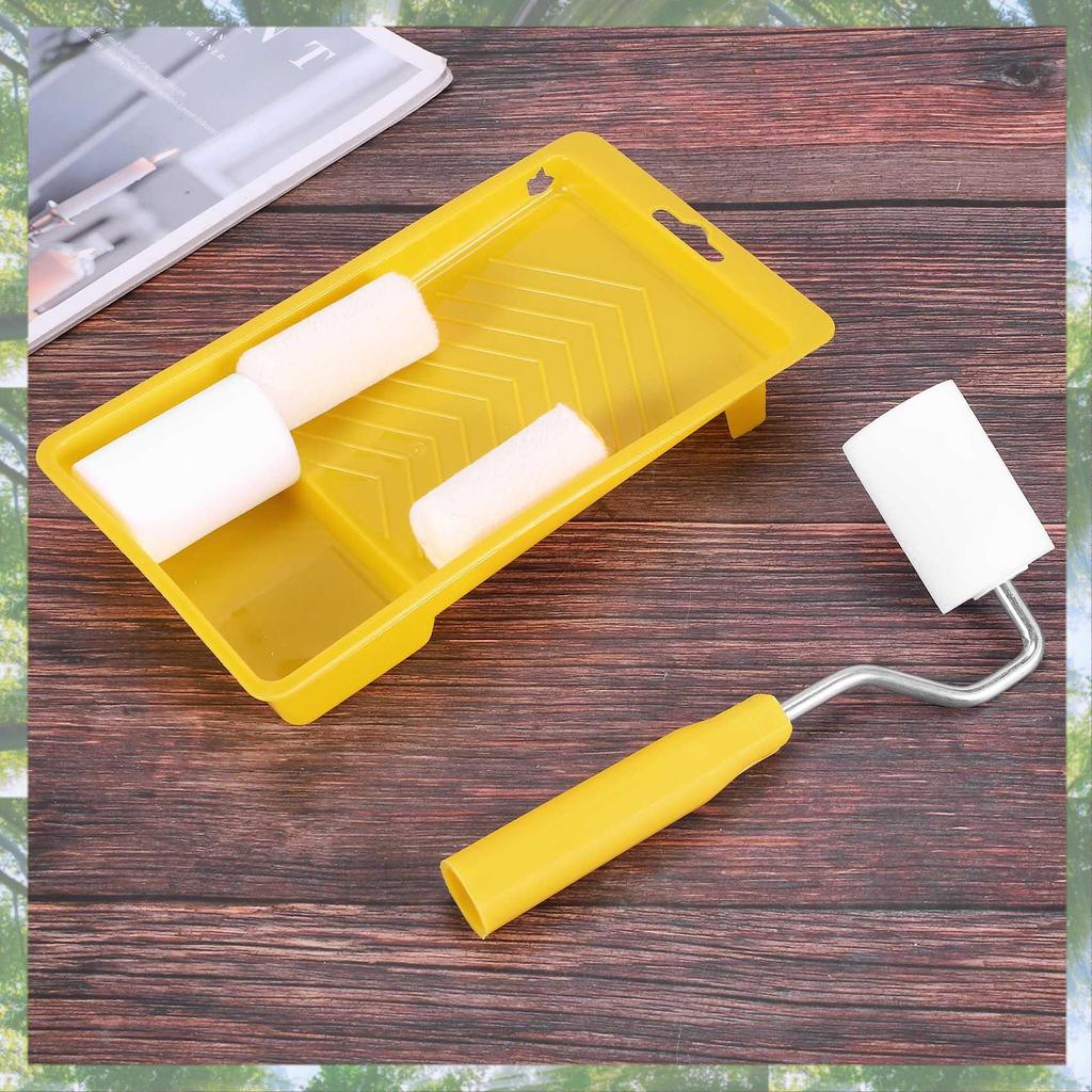 Premium-6Pcs Mini Foam Paint Roller Painting Decorating Kit 2 Inch Small Paint Roller Tray Set For Wall Painting Repair Brush