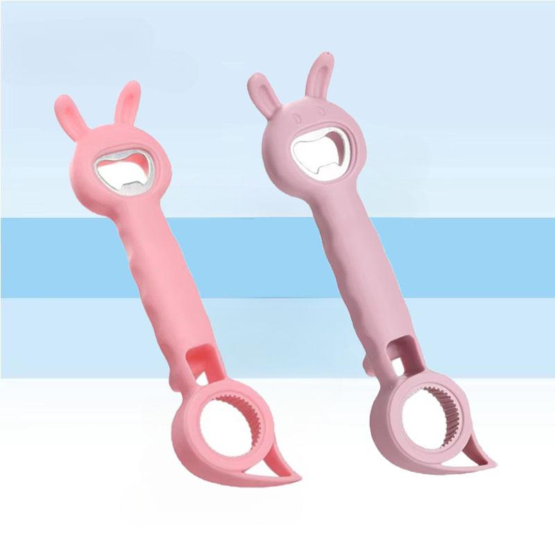 Cute Cartoon Multi Functional Can Opener Kitchen Tool for Beer Whiskey Bottle Caps Jar Lid Opener Stainless Steel PP Ergonomic