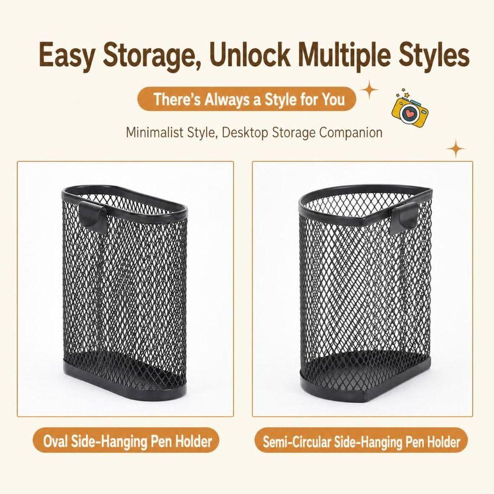 Semi-Circle/Oval Hanging Pen Holder Mesh Desk Organizer Durable Makeup Brush Container  Students