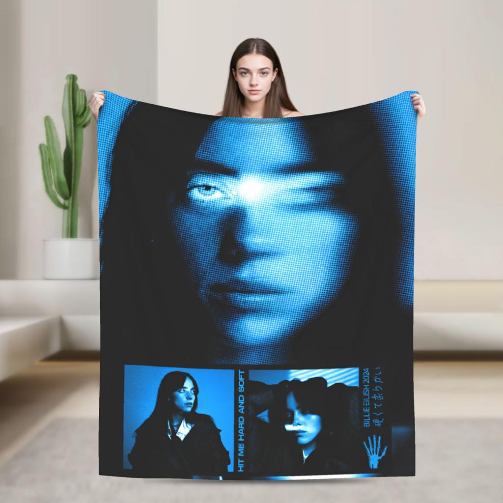 2025 Hit Me Hard And Soft Warm Soft Blanket Singer E-eilishes Tour Picnic Plush Throw Blanket Bed Flannel Bedspread Sofa Bed