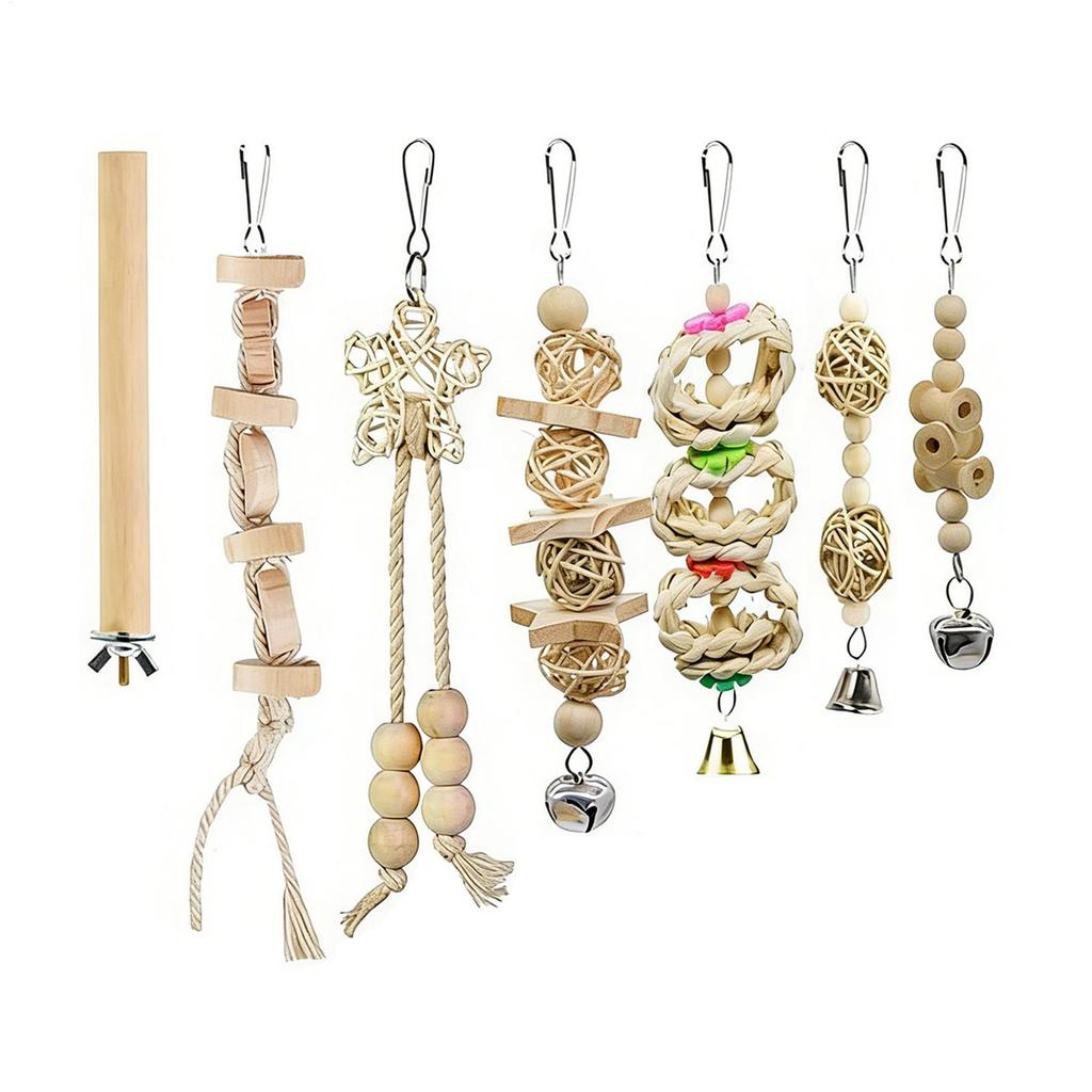 Bird Toys Combination Parrot Bird Toys Wood Articles Bite Pet Bird Toys For Parrot Training Bird Toy Swing Ball Bell Standing