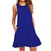 With  Solid Color Sleeveless Loose Dress Women O Neck Mini Causal Dress Office Club Party Vestidos