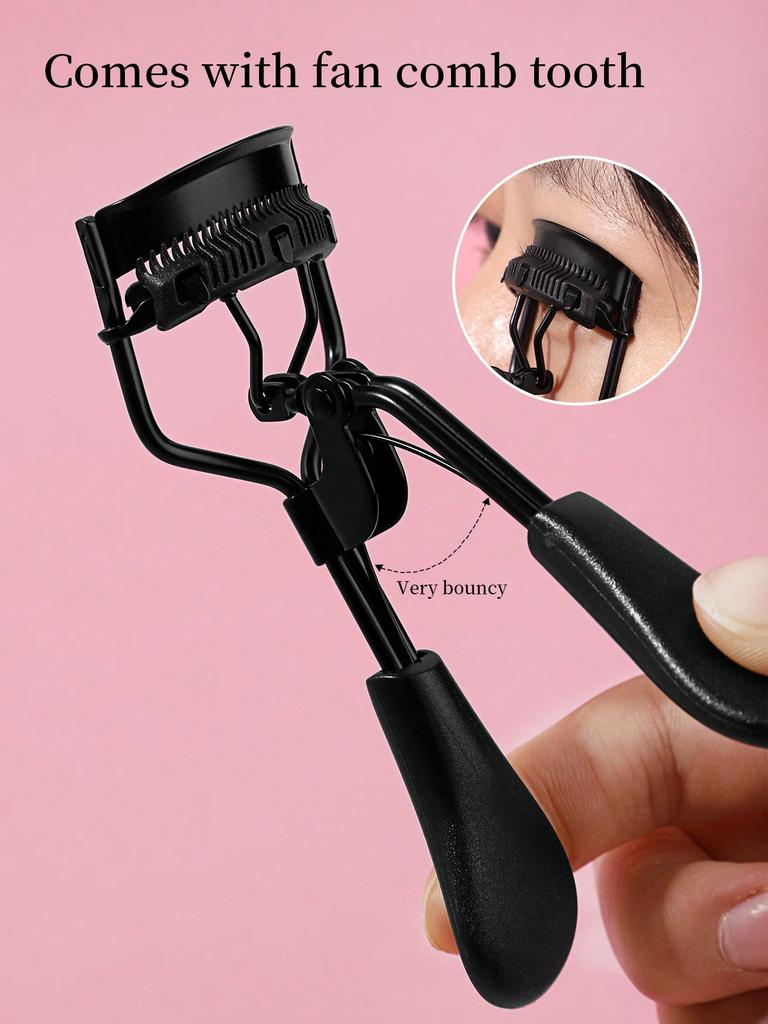 1pc Portable Eyelash Curler, Black Color With Comb, Instantly Curls And Holds Lashes, Suitable For Daily Makeup