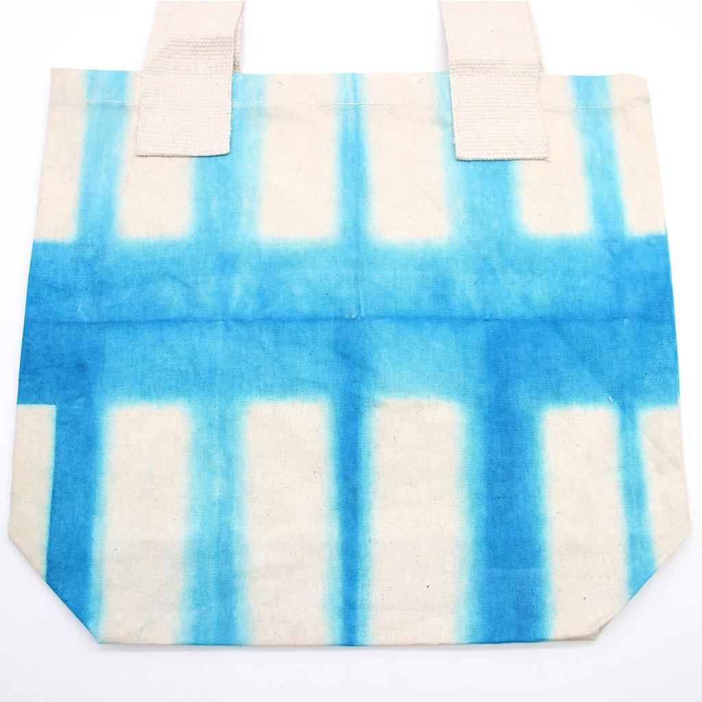 Tie-Dye Cotton Bag Sky Blue Blocks 8oz 38x42x12cm