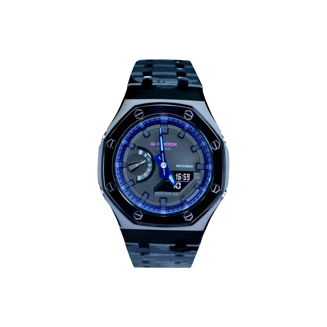 CASIO Men Liquid Crystal,Analog Dual Display Series 44mm Black Watch GA-2100-1A1(Watch3--) Black Dial
