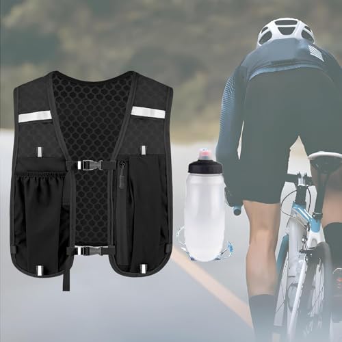 Running Hydrating Vest with 500ml Kettle, Adjustable Chest Strap, Light and Breathable, Suitable for Marathon Jogging and Riding, Can Store Mobile Ph