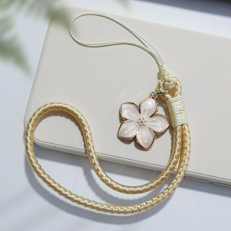 Vintage Artistic Phone Wrist Strap Charm Keychain Elegant Handwoven Flower Lanyard Anti-Drop Girl Woman Bracelet