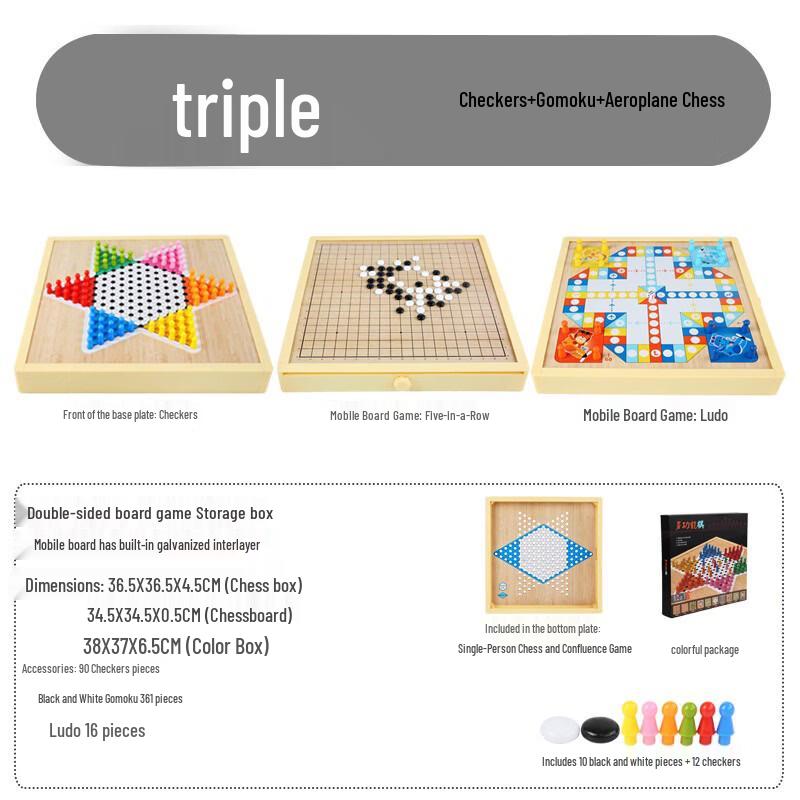 Kids Multi-Game Wooden Board Set