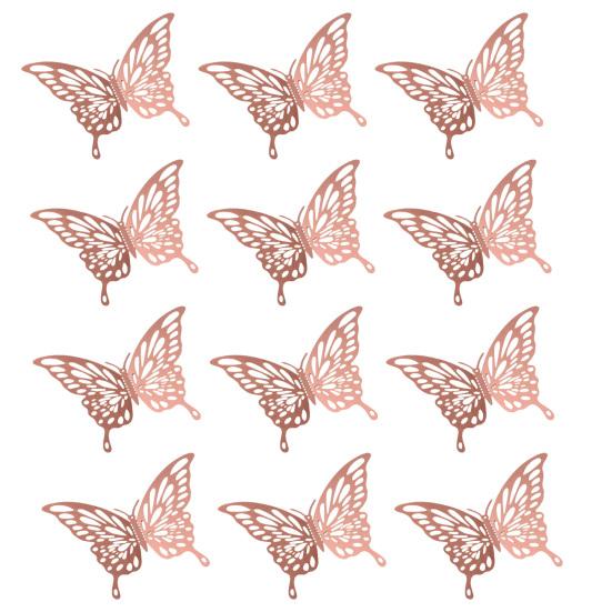 

12Pcs Butterfly Wall Sticker Self Adhesive Wall Decals Waterproof Scratch-Resistant PVC Wall Decors Removable DIY Wall Decor for Living Room Bedroom розового золота