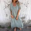 European & American Cross-Border Fashion 2025 V-Neck Cotton Linen Semi-Formal Dress