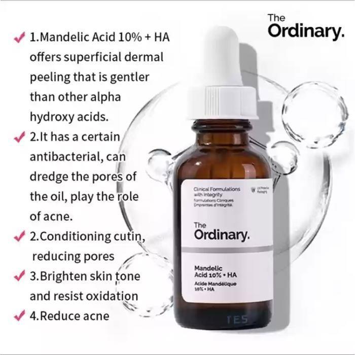 SERUM - THE ORDINARY - Acide Mandelique 10% + HA - Peeling doux - Peaux sensibles - 30 ml