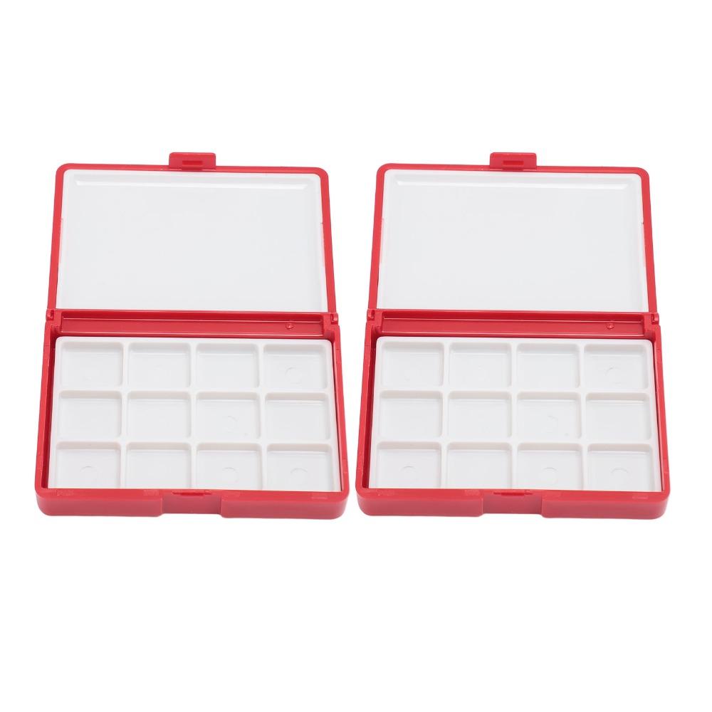 2PCS 12/24 Grids Palette Case Red/Blue Pigment Tray Paint Container Daily Pigment Distribution