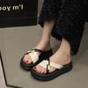 Platform slippers women's 2025 new summer cross-strap beach shoes out of the street fashion sandals